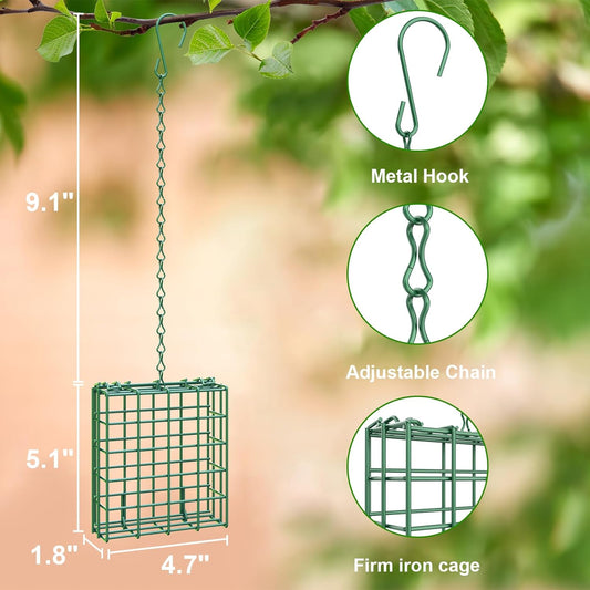 Bird Feeder for Outdoors, Suet Feeder Hanging Bird Feeder, Hanging for Garden Yard Outside - Single Suet Cake Feeders fo Attracting Birds