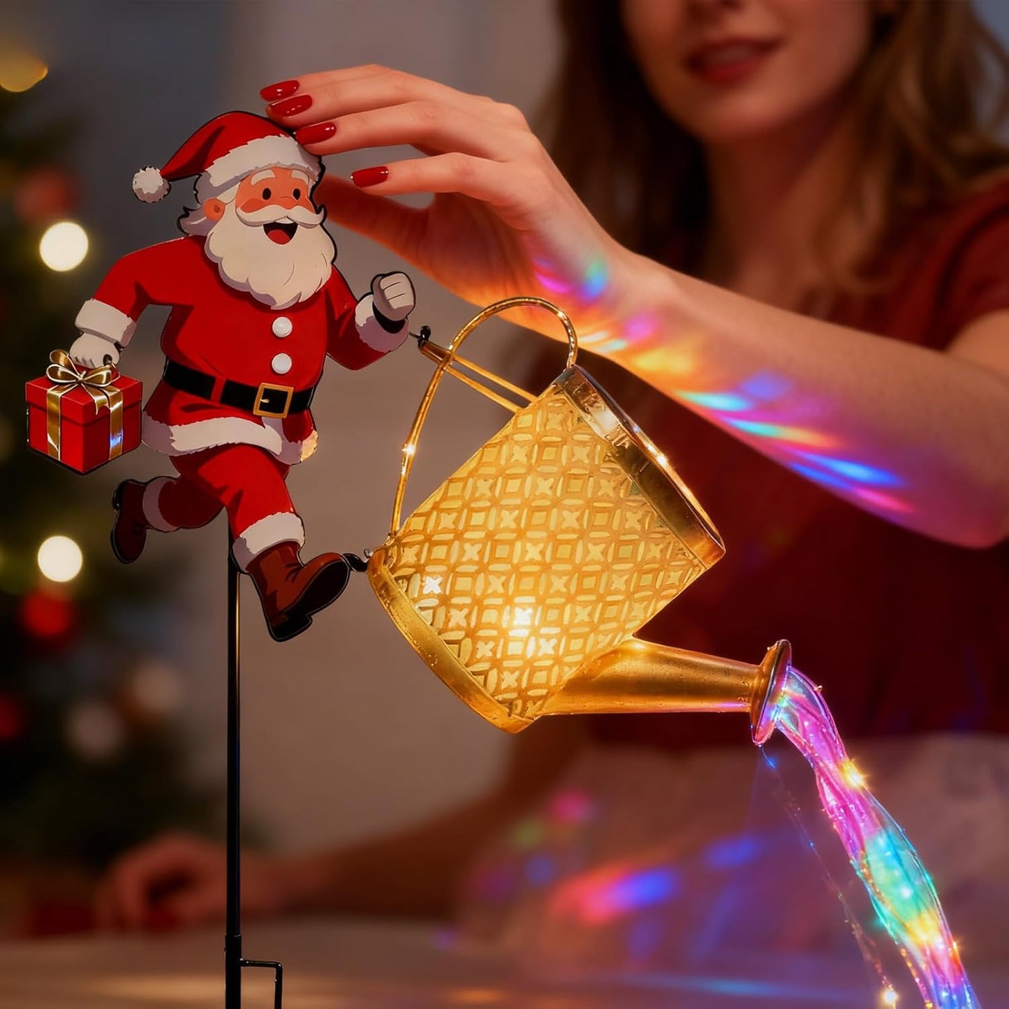 Christmas Santa Solar Kettles Lights - Solar Waterproof Decorative Christmas Decoration - Garden Ground Kettle Lamps - for Garden Pathway Driveway Patio Lawn Porch