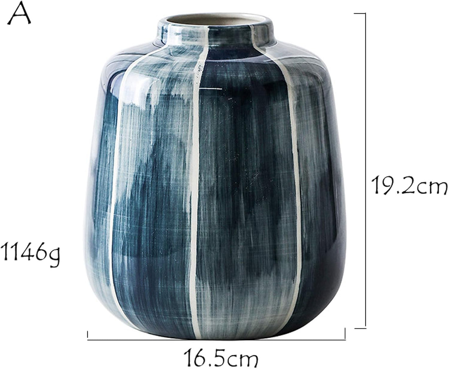 Ceramic Vase Blue Highlight Minimalist Water Planting Container Pot Ho