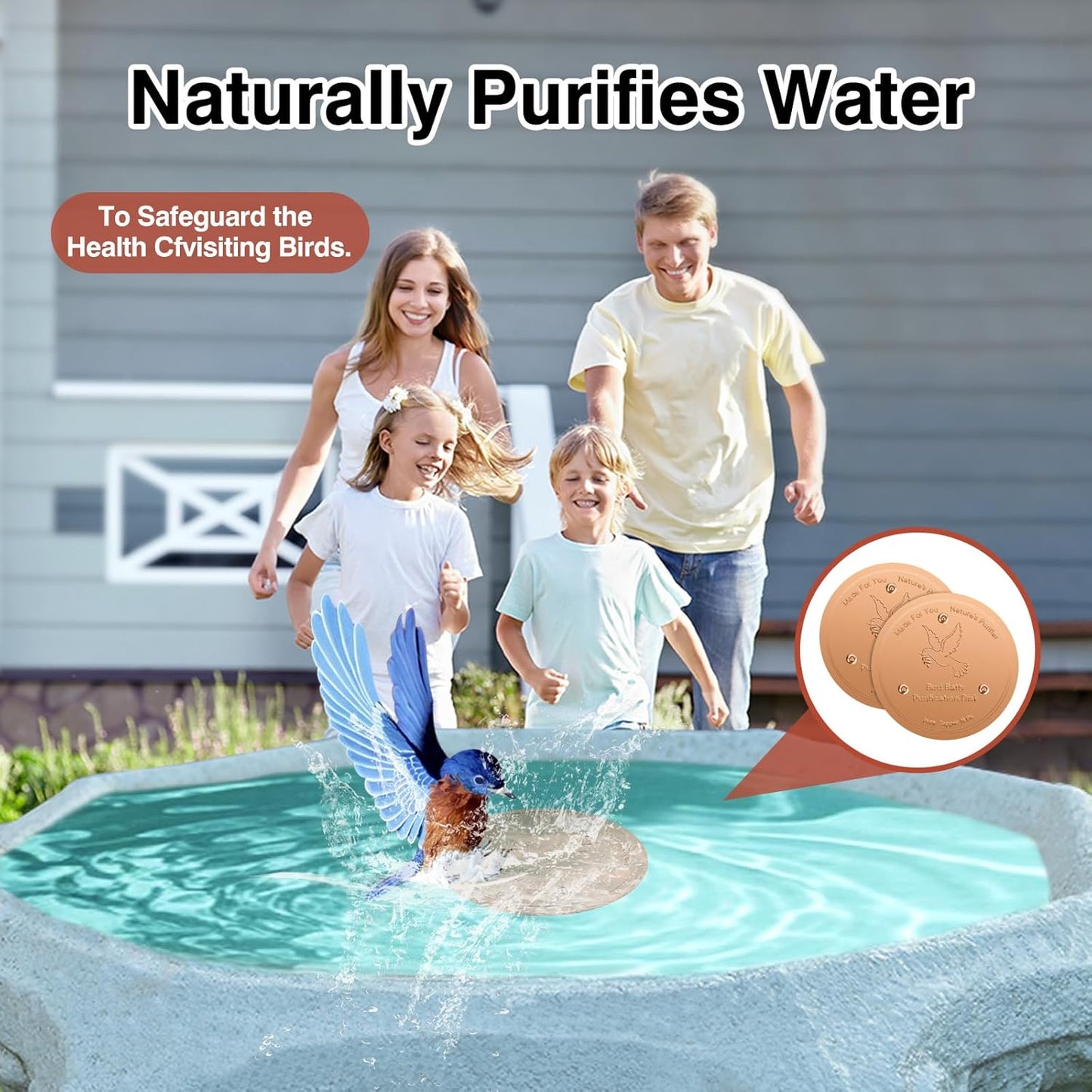 Bird Bath Copper Disc- Reinforced 99.99% Pure Copper Bird Bath Purification Basin with Three-Point Support Providing Physically Safe Clean Water Suitable for Outdoor Bird Baths