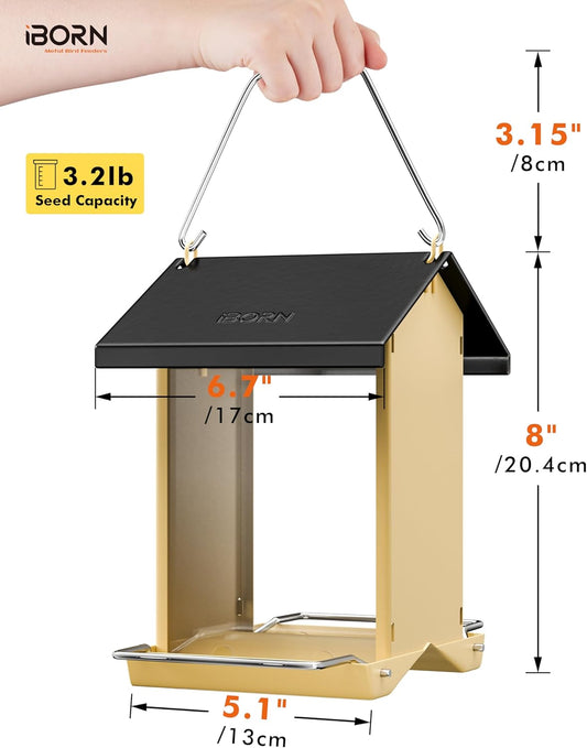 iBorn Bird Feeders for Outdoors,Bird Feeder with Weatherproof Metal Ro