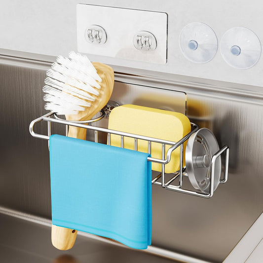HapiRm 4 in 1 Sink Caddy Sponge Holder, SUS304 Stainless Steel Kitchen