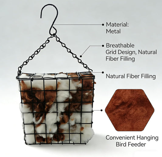 Alpaca Wool Nesting Materials in Suet Cage Feeder Bird Nesting Materia