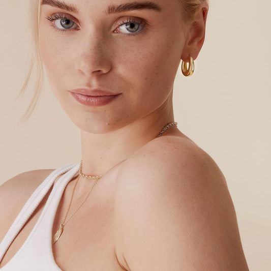 PAVOI 14K Gold Plated 925 Sterling Silver Post Small Chunky Hoops Earr