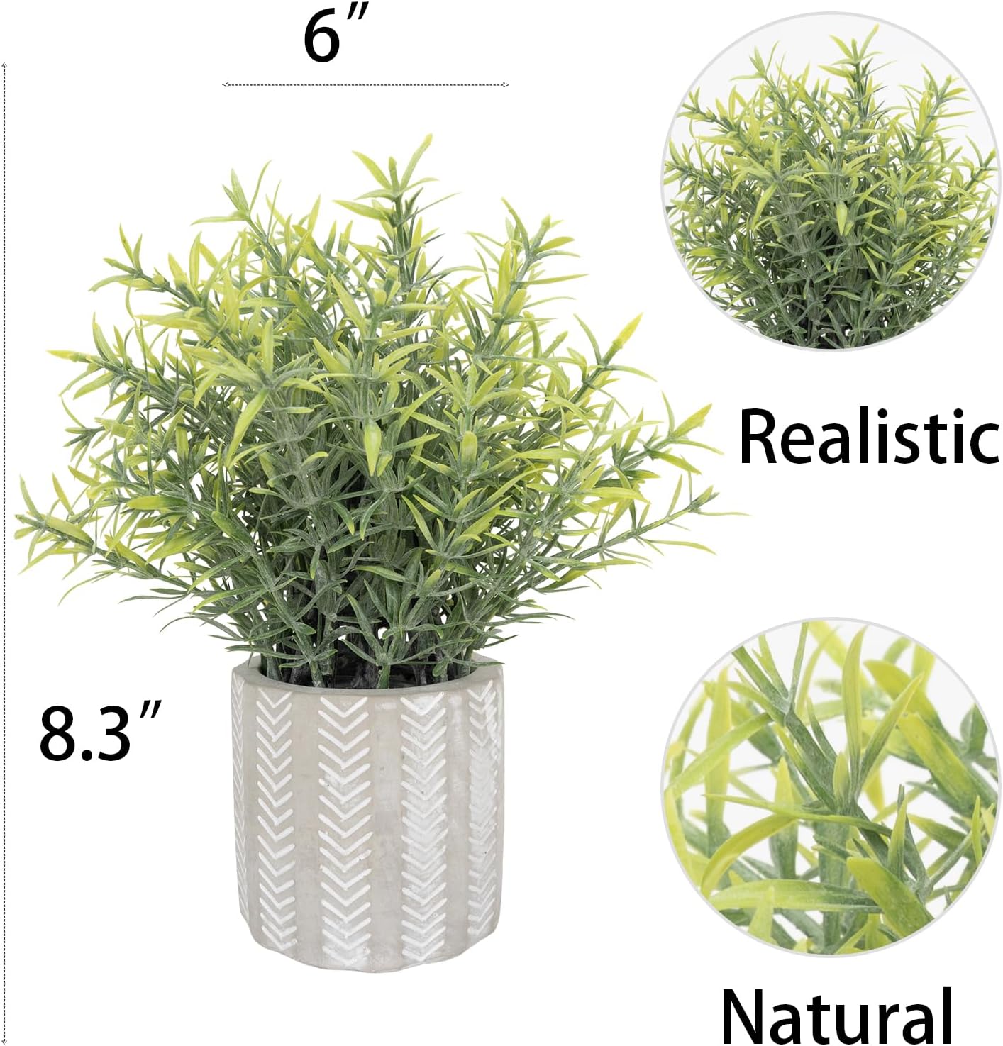 Realistic Fake Plants Boho Geometric Cement Pots Farmhouse Bathroom Decor Rustic Centerpieces for Table Decoration Shelves Faux Eucalyptus Set of 3 in Heavy Concrete Planters