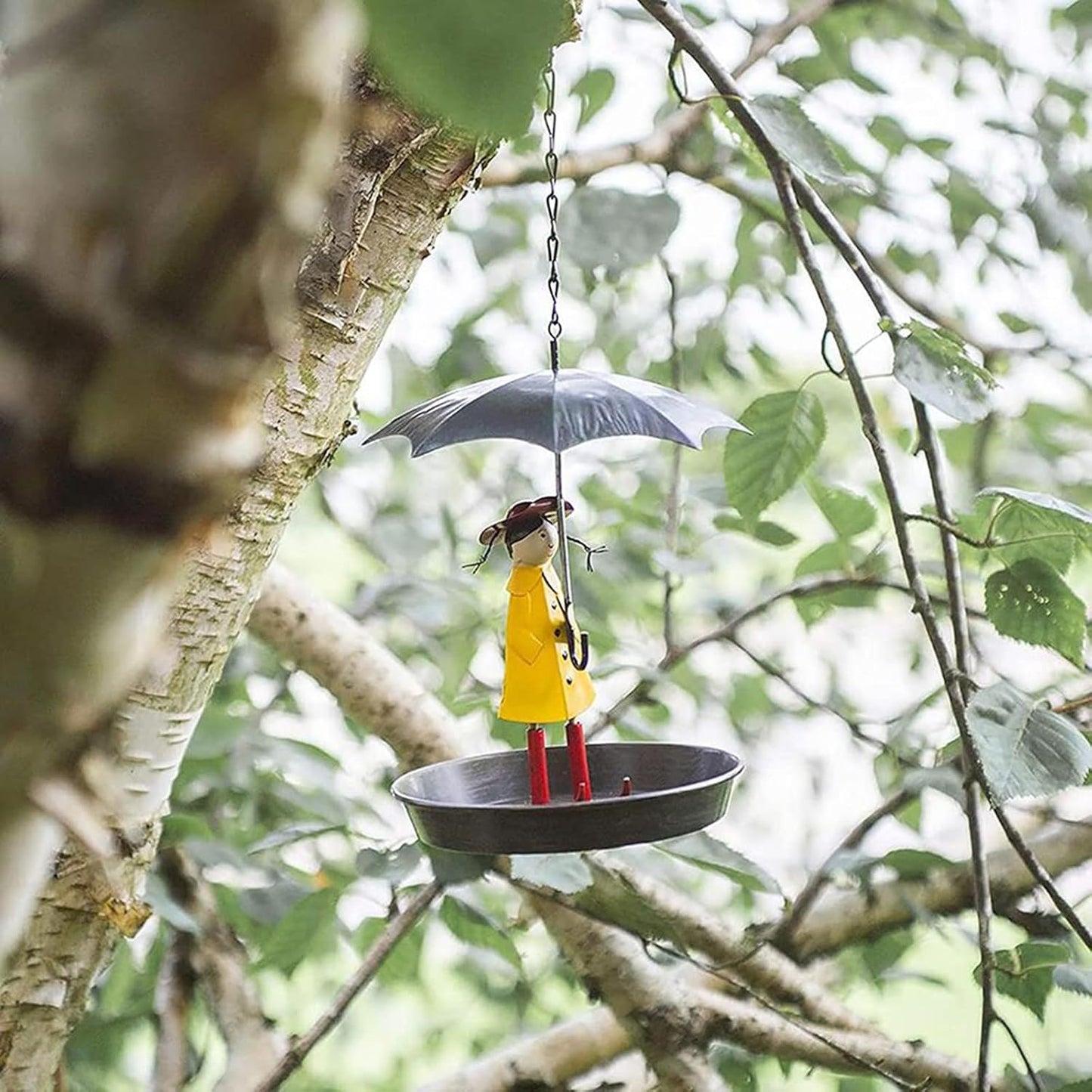 Bird Feeders for Outdoors Hanging, Metal Hanging Chain Girl Hummingbird Feeders Tray Outside for Bird Bath Umbrella for Garden Yard Decoration