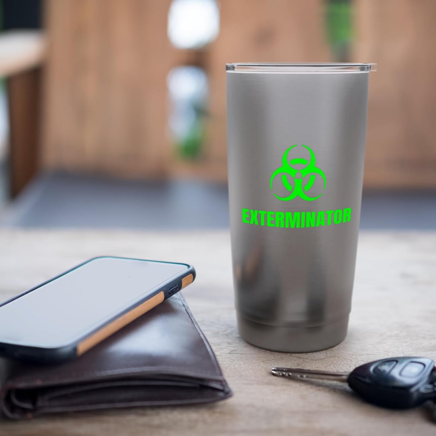 Exterminator Pest Control Technician Cool Biohazard Symbol Stainless Steel Insulated Tumbler