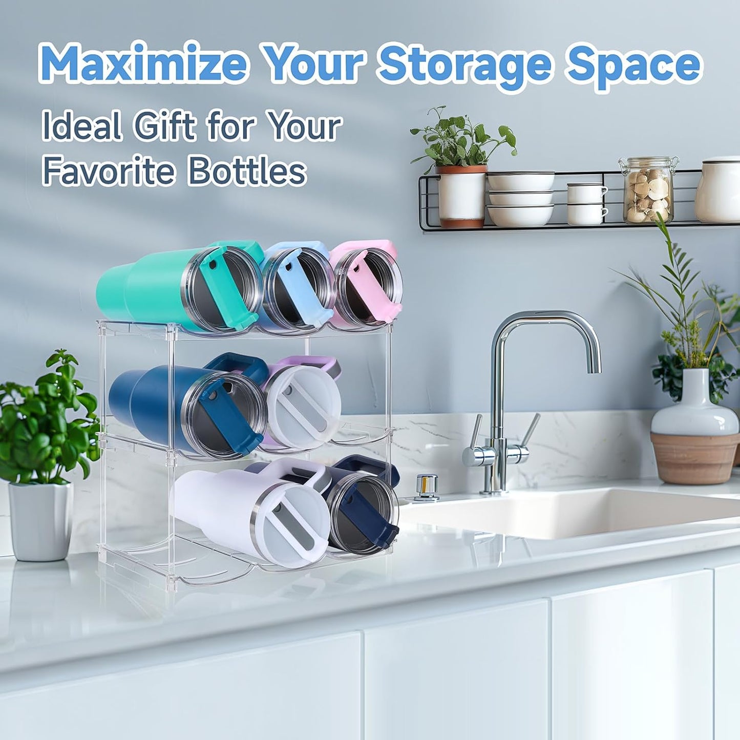 Stackable Water Bottle Organizer for Stanley 40 oz Tumbler, Water Bott