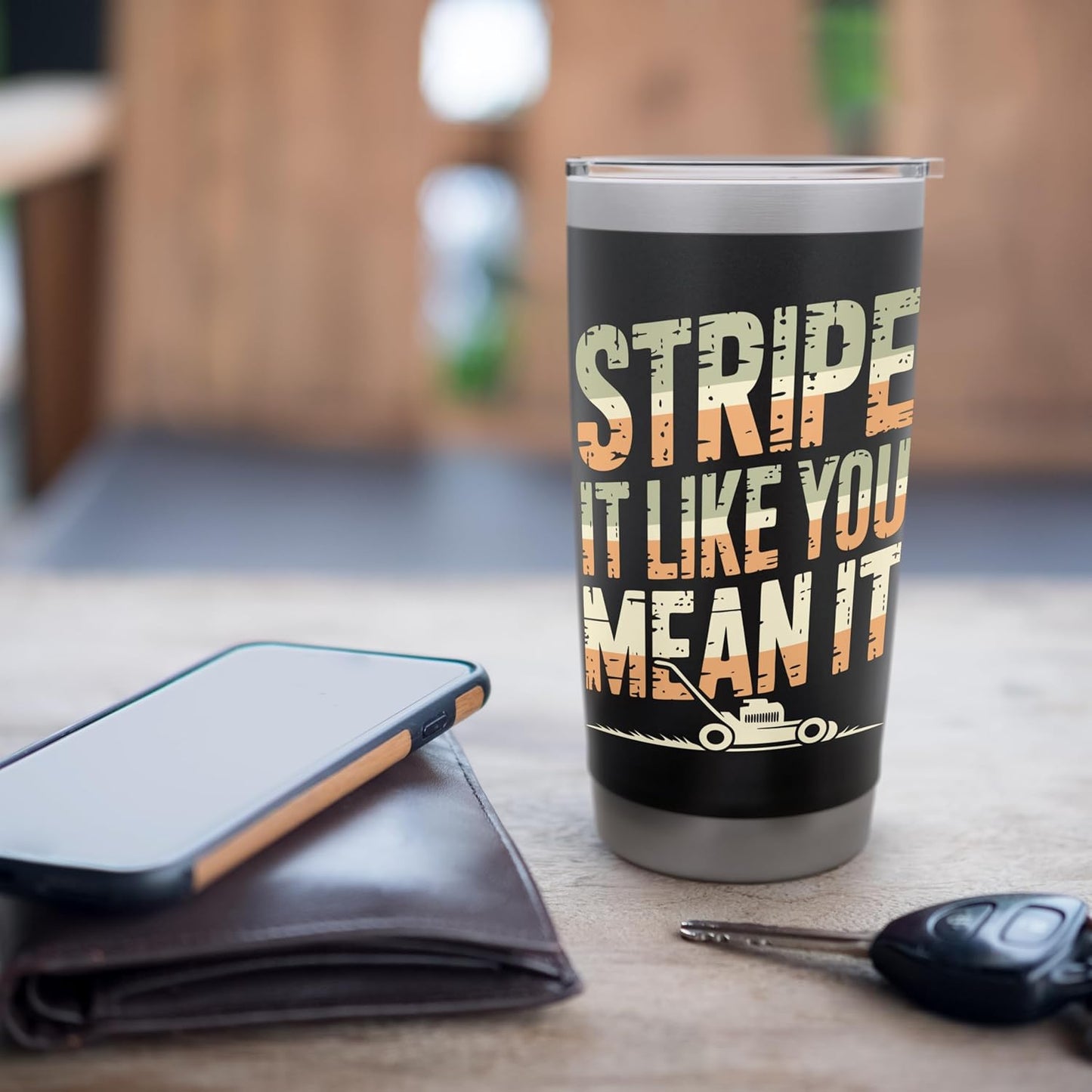 Funny Lawn Striper Lawn Care Stainless Steel Insulated Tumbler