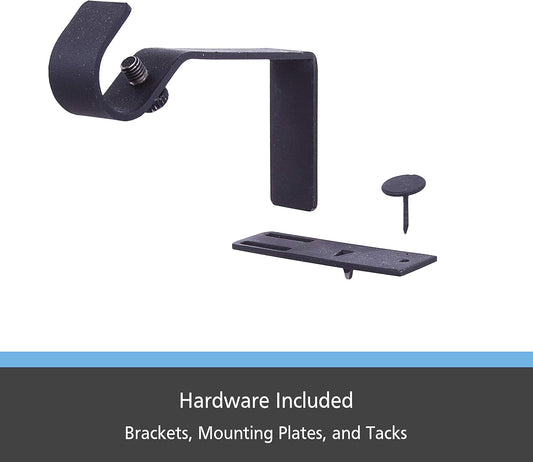 Kenney Fast Fit 5/8" No Measure Curtain Rod Brackets, Matte Black