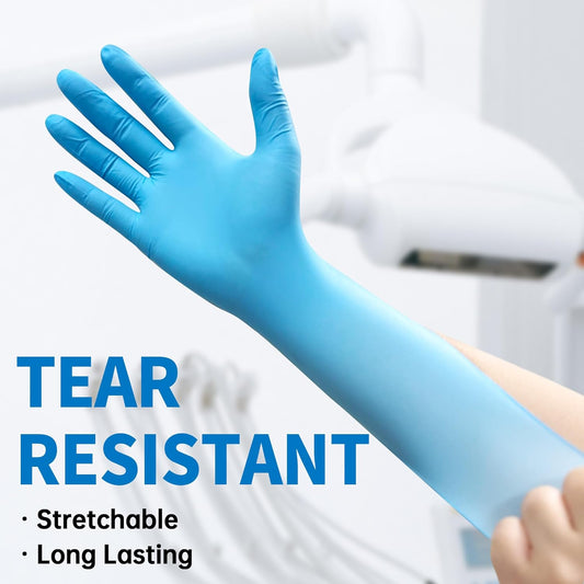 Medical Blue Nitrile Disposable Exam Gloves, 4.5 Mil 100 Pcs Powder-Free Latex-Free Food-Safe for Lab Cooking Cleaning