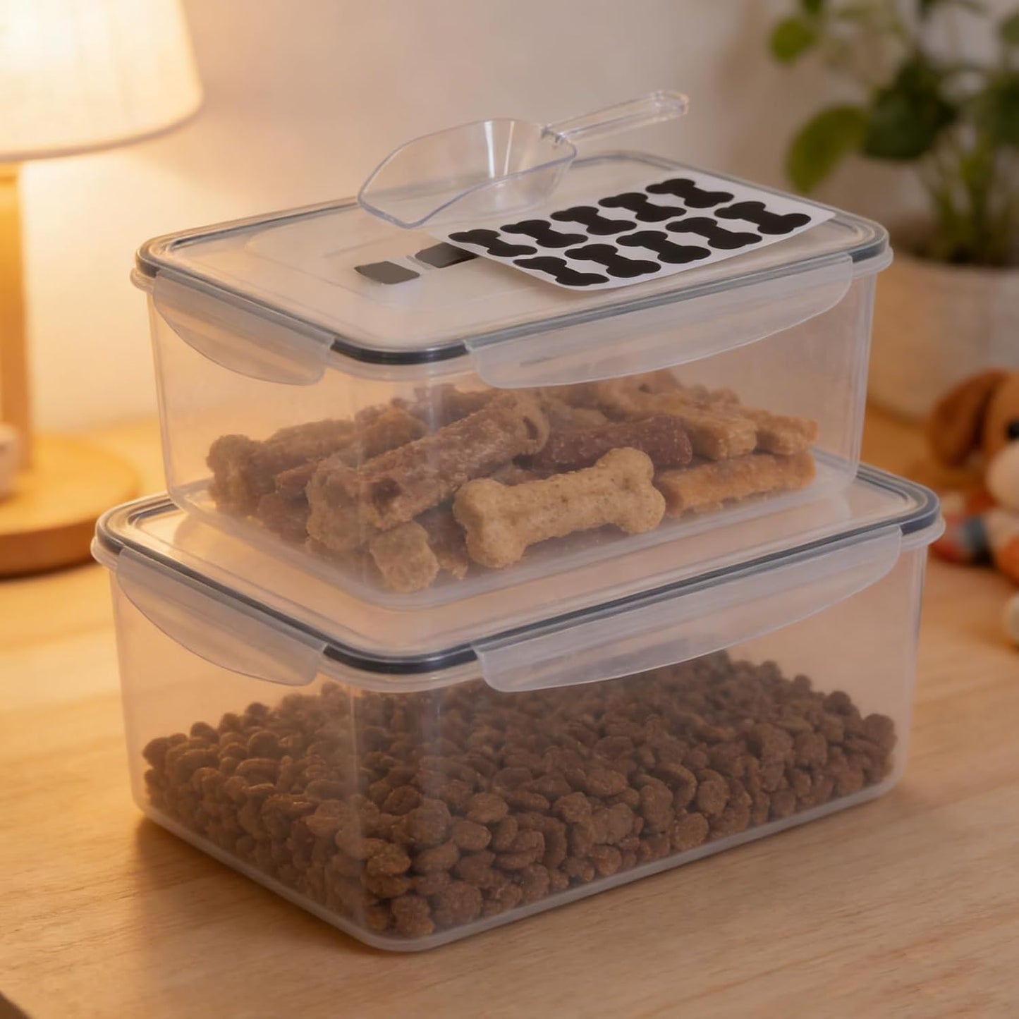 Airtight Pet Food Storage Container Set,10 Lbs/11.6 Qt Combined Dog Food Treats Container with Handle,Portable Dog Cat Bird Food Bin,Ideal for Camping,Hiking,Picnic-BPA Free