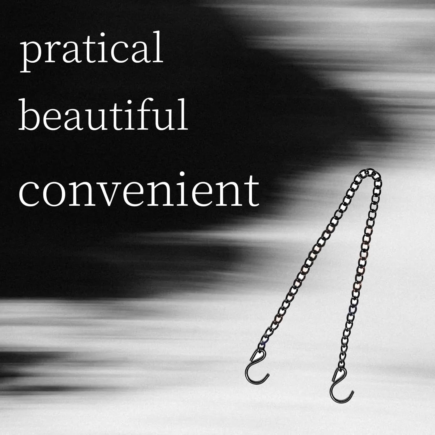 28 inch Hooked Hanging Chain, Used for Bird feeders, Bird Baths, hydroponic Plants, Lanterns, Wind Chimes, Flower Baskets, billboards, and Decorative Purposes, 6 Pieces in Black