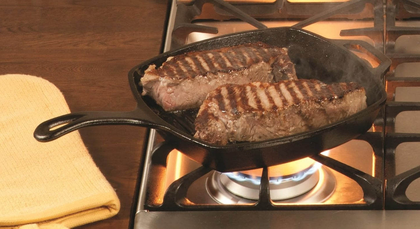 Lodge Cast Iron Grill Pan, Square, 10.5 Inch