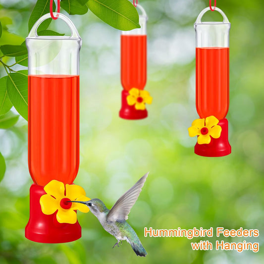 Sunnyray 10 Pack Small Hummingbird Feeder for Outdoors Mini Plastic Feeders with S Hook and Cleaning Brush for Outdoors Window Hanging