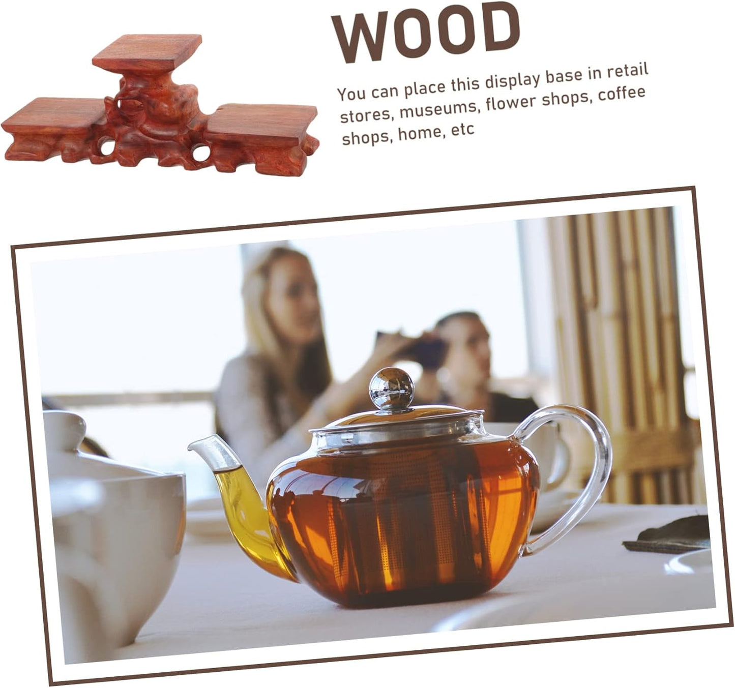 PRETYZOOM Wooden Display Base Base Stand for Decor Vase Stand Teapot Riser Craft Display