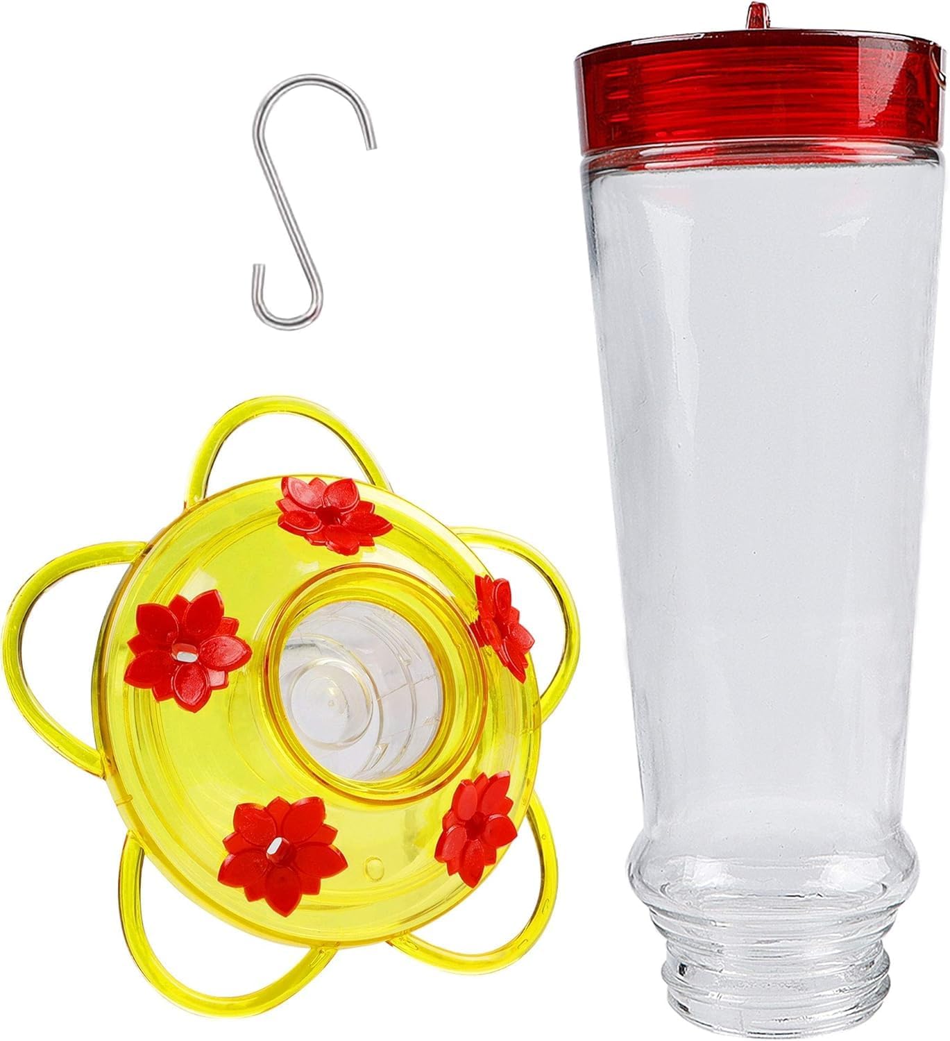 Joliyoou Hummingbird Feeder, 10 Once Glass Hummingbird Feeder Outdoor Hanging, Bird Nectar Feeder