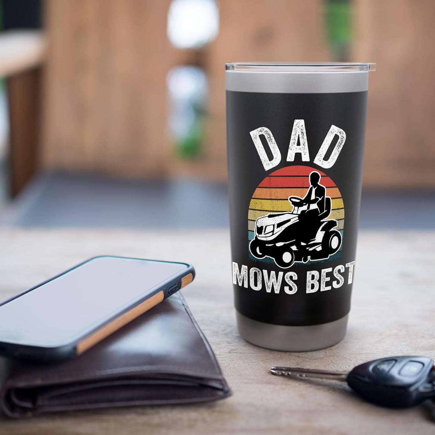 Dad Mows Best Funny Gardener Lawn Care Father's Day Stainless Steel Insulated Tumbler