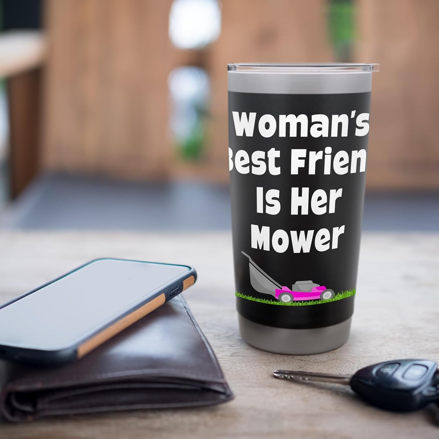 Funny Pink Lawn Mower for Women Lawn Care Lawn Mowing Mom Stainless Steel Insulated Tumbler