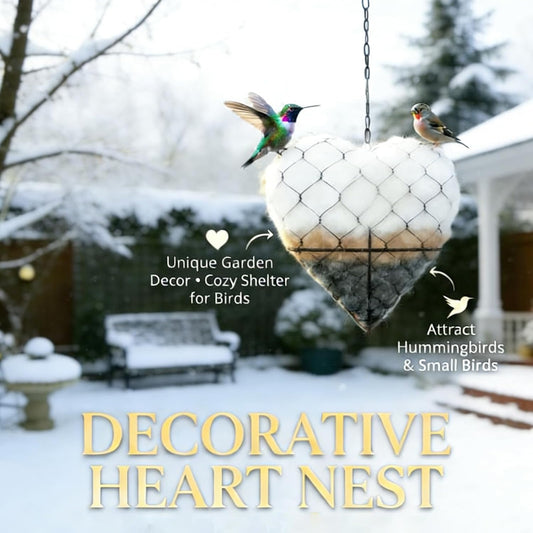 Handmade Fiber Bird Nesting Heart, Birds Nests Material Holder, Winter