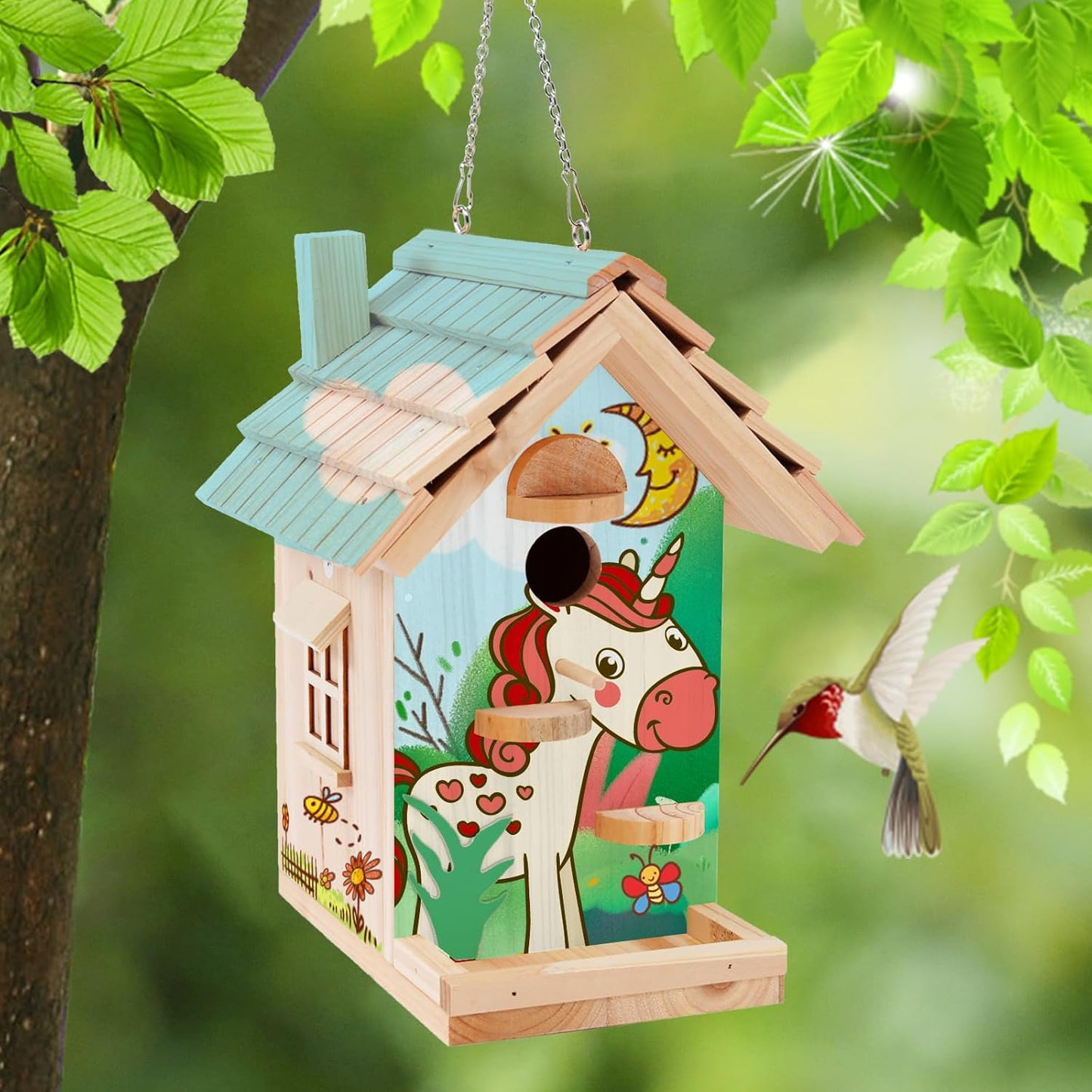 Wooden Birdhouse Kit for Adults to Build, DIY Bird House Craft Kits to Paint, Adult Woodworking Building Kits Birdhouse for Outside, Garden, Yard (Wood, 8.5in)