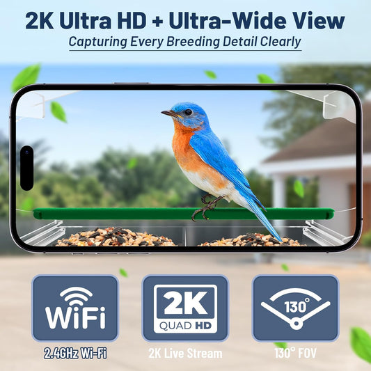 Smart Window Bird Feeder with Camera, 1080P HD Birds Feeder with Night