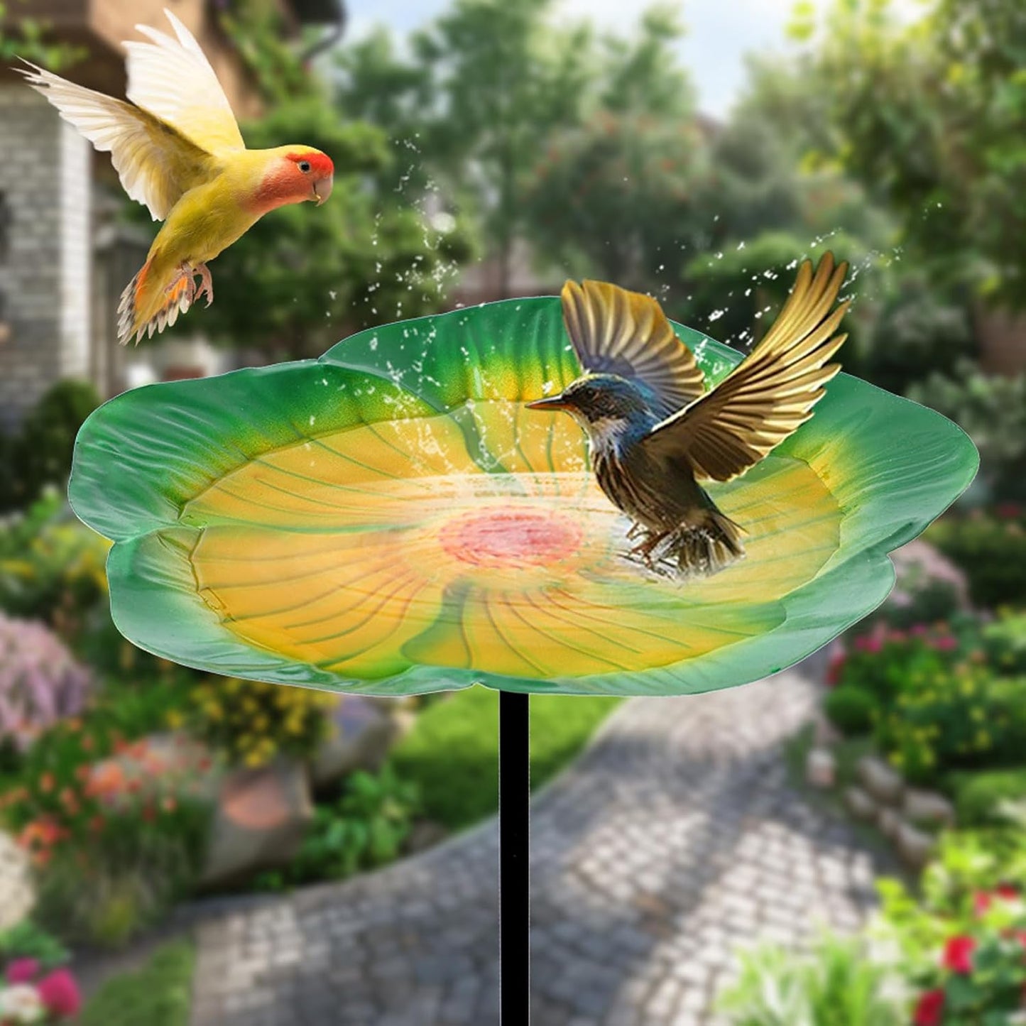 Weatherproofed Iron Bird Feeders with Flower Hanging Enhances Garden Aesthetic Birdwatcher Essential Decorative Outdoor Bird Feeders