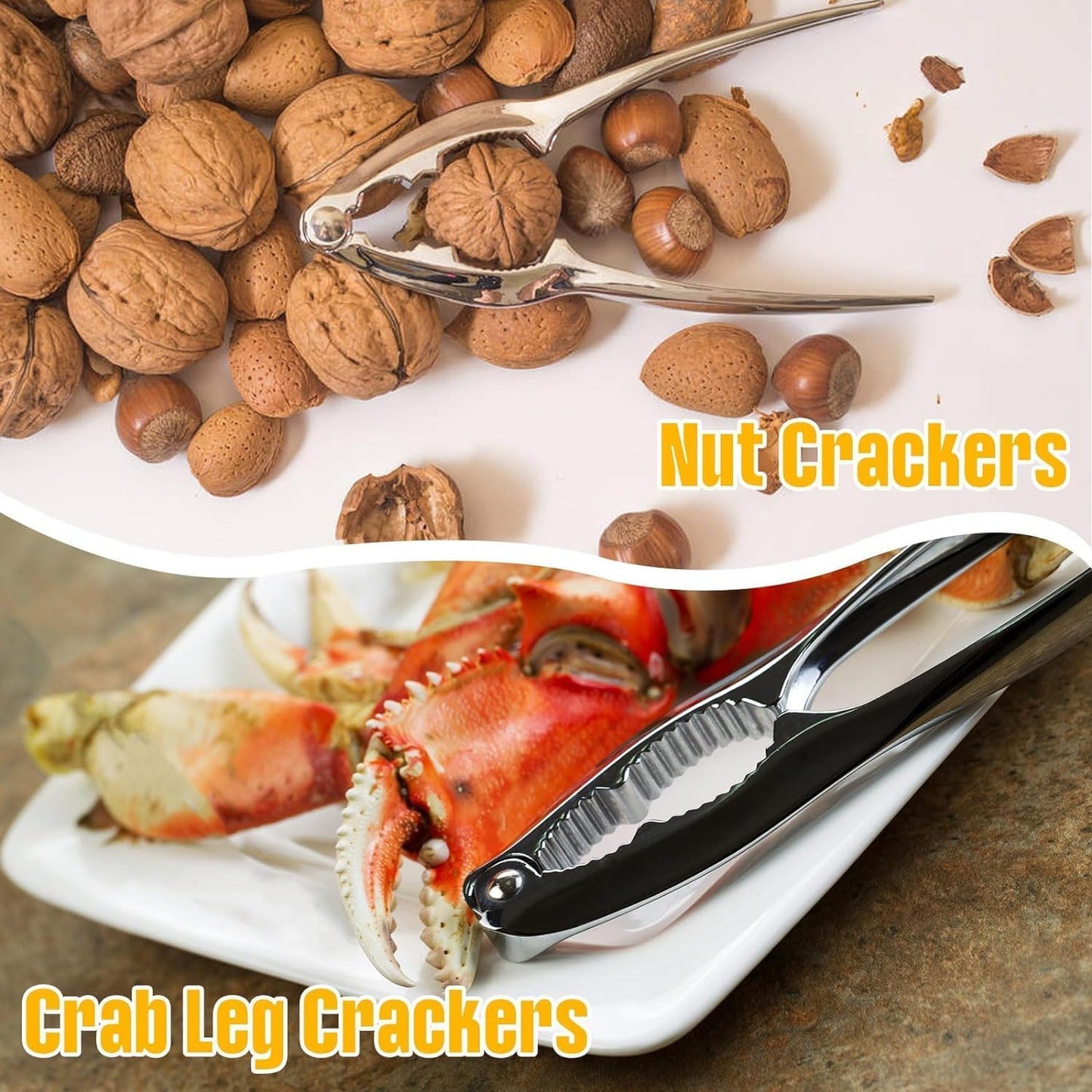 8 Pcs Lobster Crackers and Picks Set, Crab Leg Cracker Tools, Stainless Steel Seafood Crackers & Forks Nut Cracker Set for Eating Stake Support