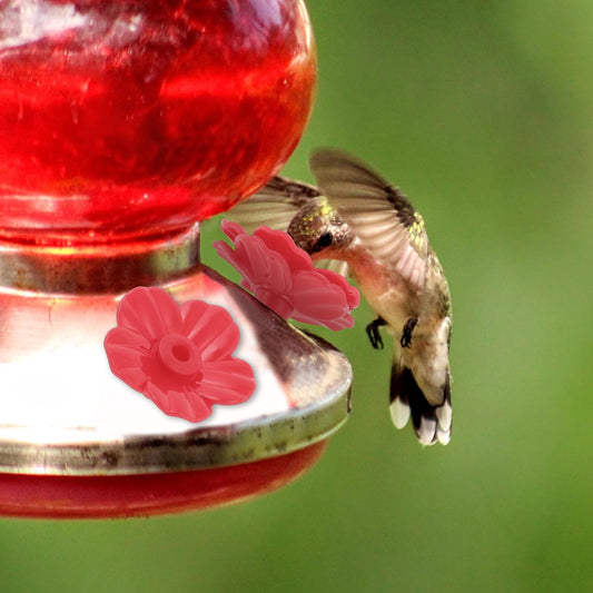 30 Pcs Hummingbird Feeder Parts, Replacement Flowers for Hummingbird Feeder, Pet Hummingbird Feeder, Plastic Components, Red, Attracts Hummingbirds