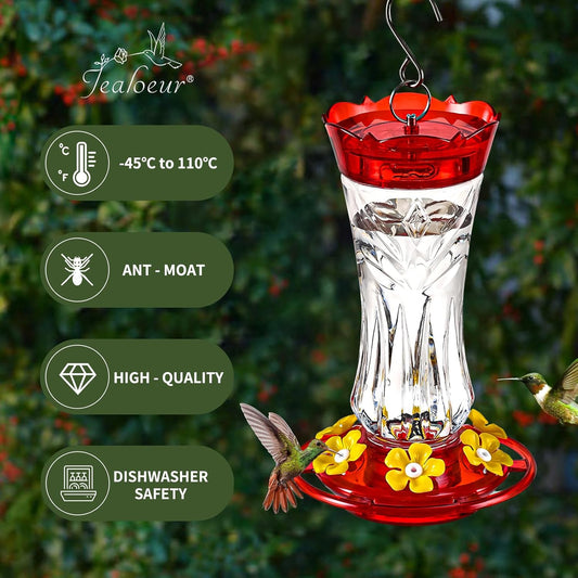 2 Pack Hummingbird Feeder for Outdoors Hanging, 18 OZ Humming Birds Fe