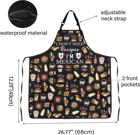 WCGXKO I Don't Need A Recipe I'm Mexican Kitchen Apron Funny Mexican Feast Gift Mexico Vacation Travel Gift