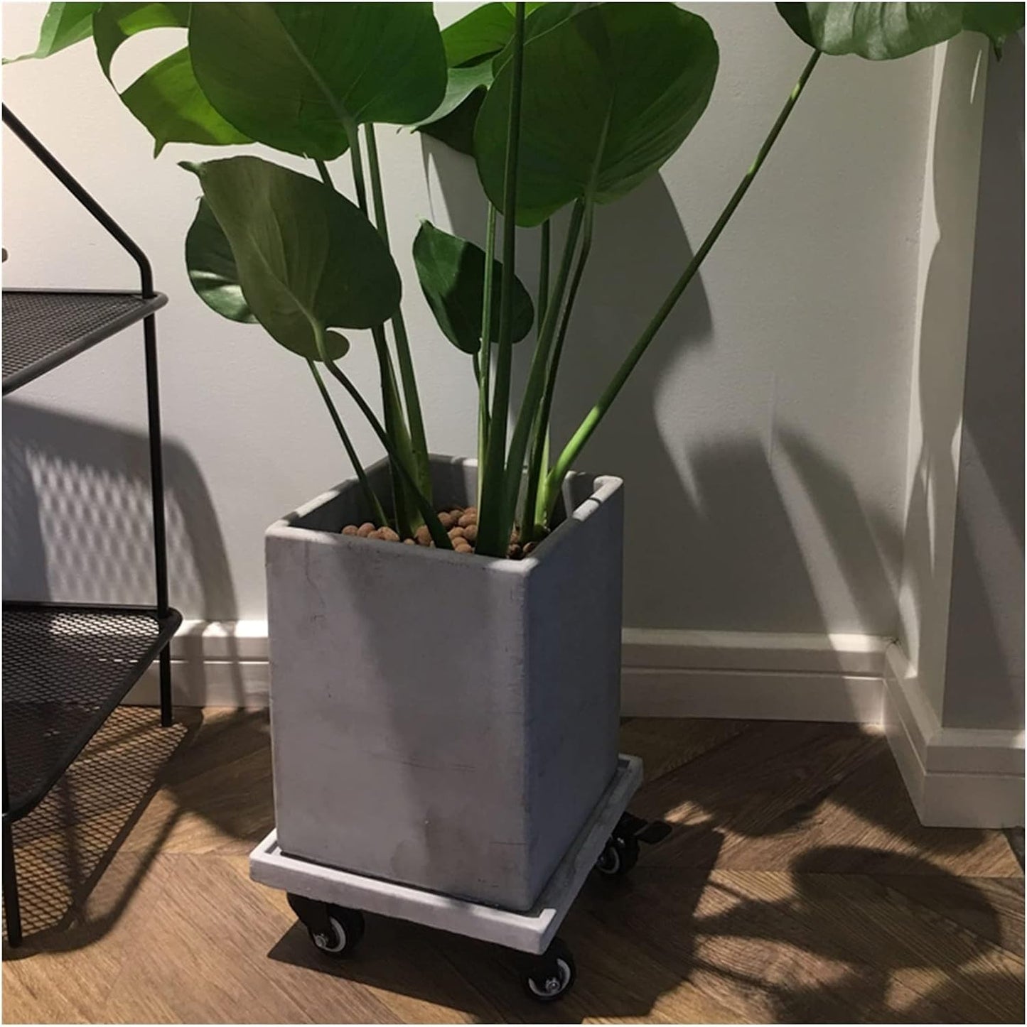 Wooden Vase Base Plant Caddy with Easy Moving Caster Wheels Square Movable Planter Dolly Trolley Tray Pallet Outdoor Indoor Tree Flower Stand Planter Wooden Vase Stand (Size : S)
