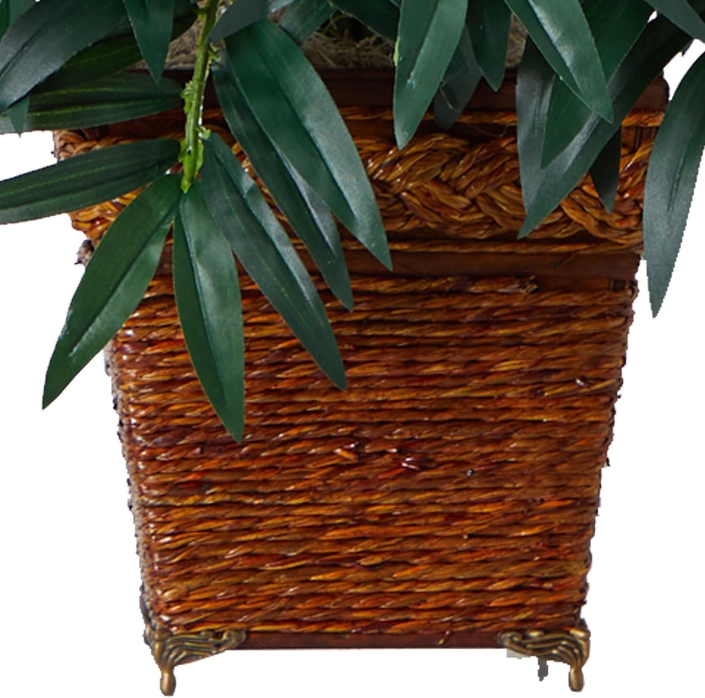 Nearly Natural Bamboo Palm with Wicker Basket Silk Plant