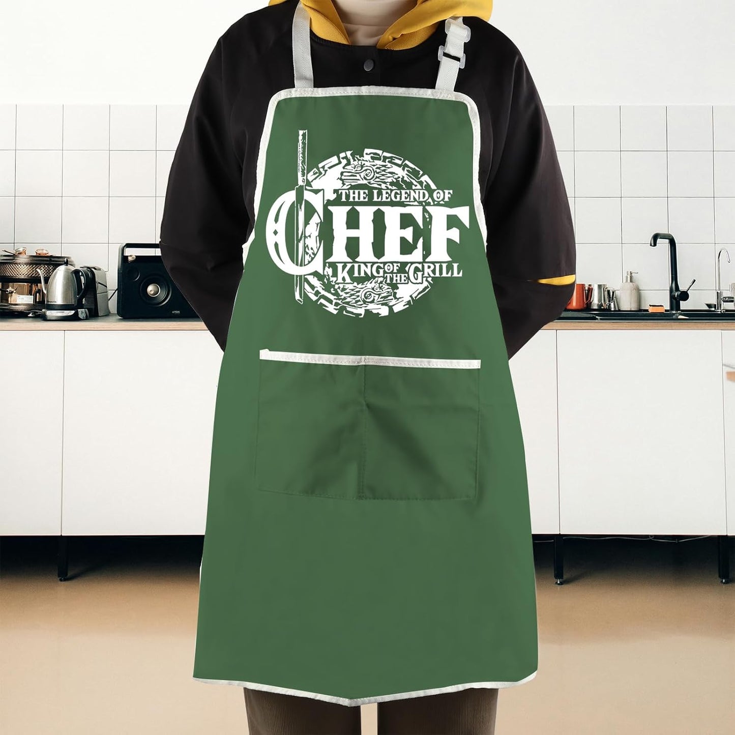 WCGXKO Grilling Gift Grill Kitchen Apron BBQ Chef Apron BBQ Kitchen Ga