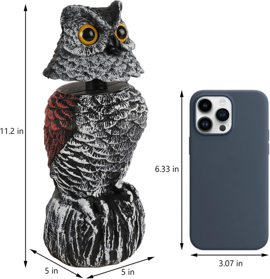 Hausse 2 Pack Fake Owl Decoy Bird Scarecrow Sculpture, 11.2 inch Wagging Head Plastic Owl Scare Birds Away, Owls Statue Nature Enemy Horned Pest Repellent for Outdoor Garden Yard