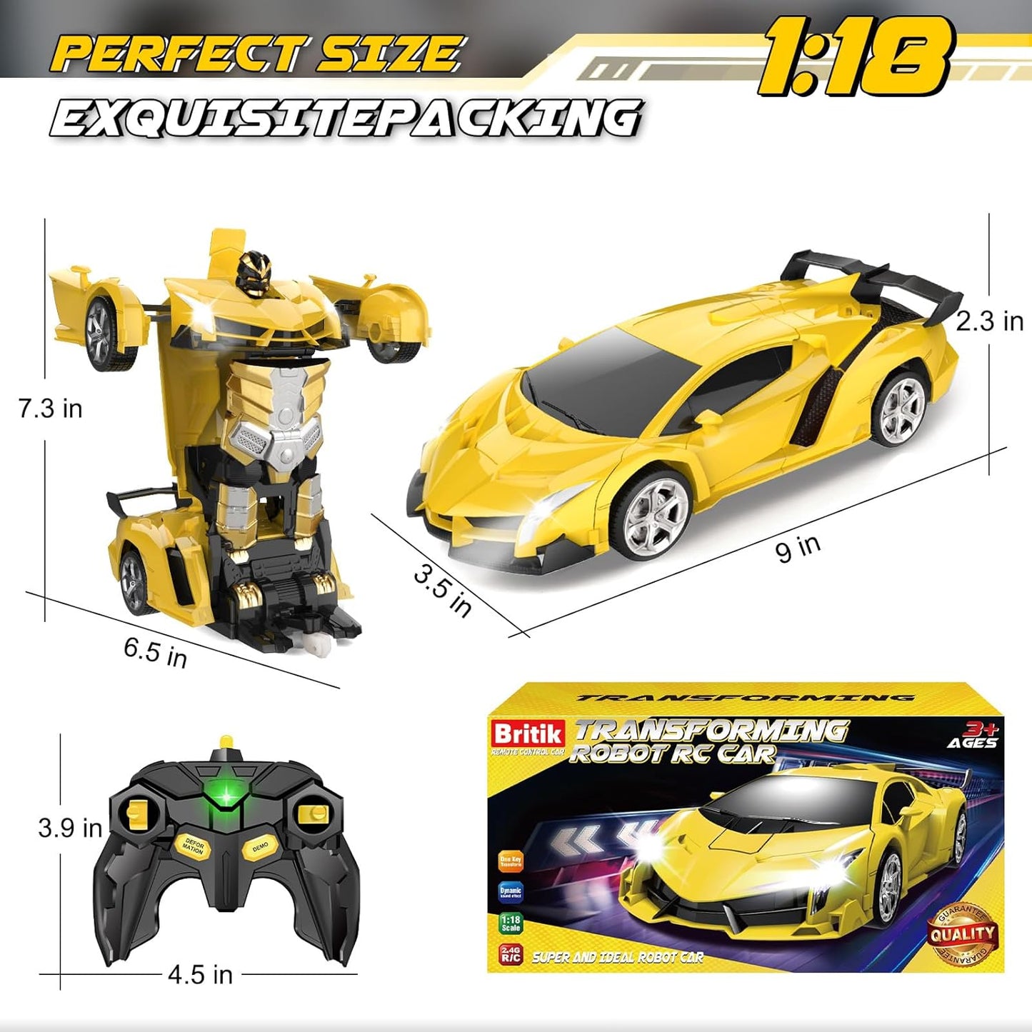 Transform Remote Control Car Toy for Kids 4 5 6 7 8, Remote Control Ca