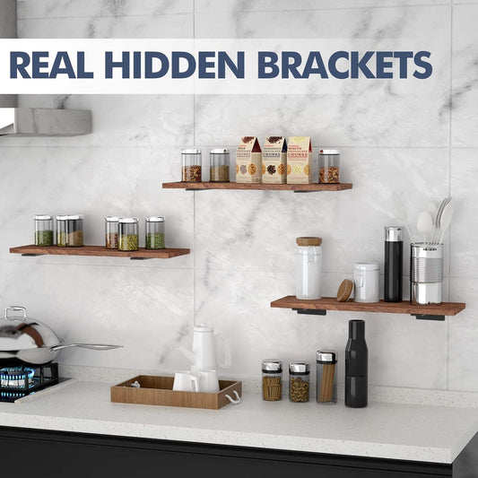 6 Pack Floating Shelf Brackets, 6 Inch Heavy Duty Industrial Shelf Bra