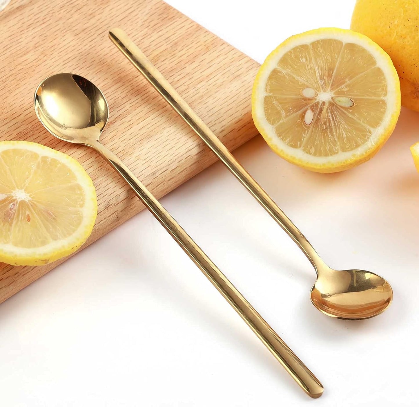 4 PCS 6.7 Inches Coffee/ Tea Spoons Long Handle, Gold, Ice Tea, Espres