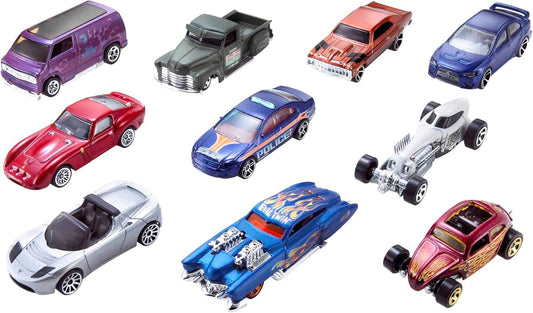 Hot Wheels Set of 10 1:64 Scale Toy Trucks and Cars for Kids and Colle