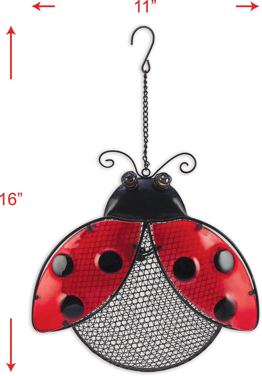 Sunset Vista Designs for The Birds Stained Glass Wire Mesh Birdfeeder, Animal Shaped, Ladybug