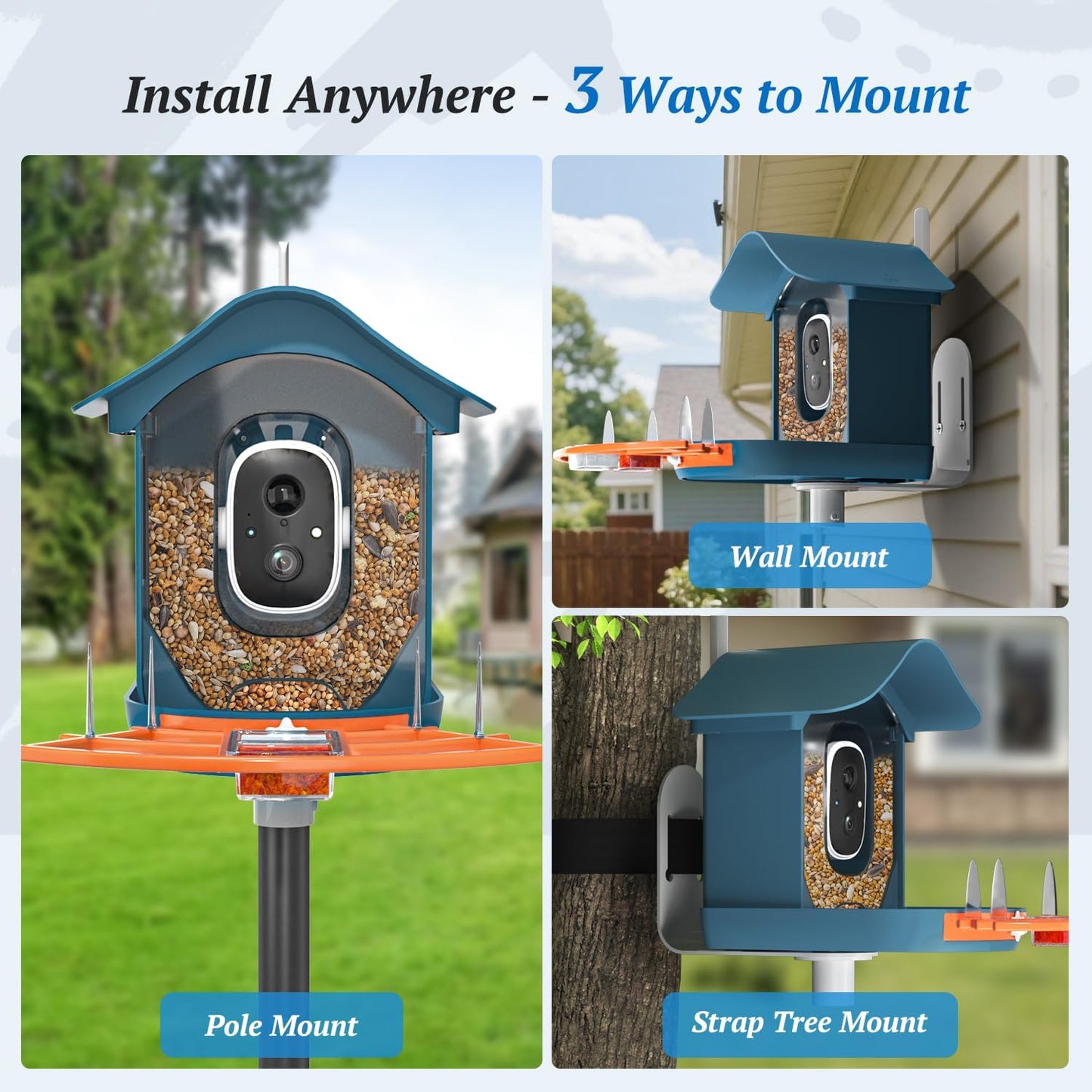 Smart Bird Feeder with Camera, 2K HD AI Identify Birds Species, Bird Watching Camera with Solar Panel, Gift for Mom Dad Birdlovers