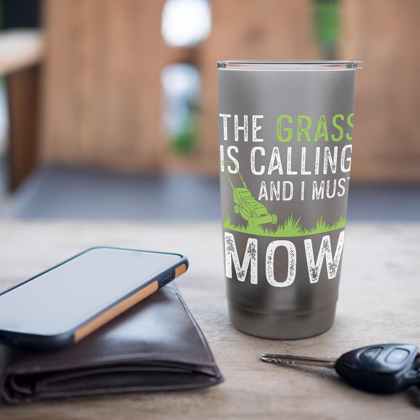Lawn Care Shirt The Grass Is Calling I Must Go Lawn Mowing Stainless Steel Insulated Tumbler