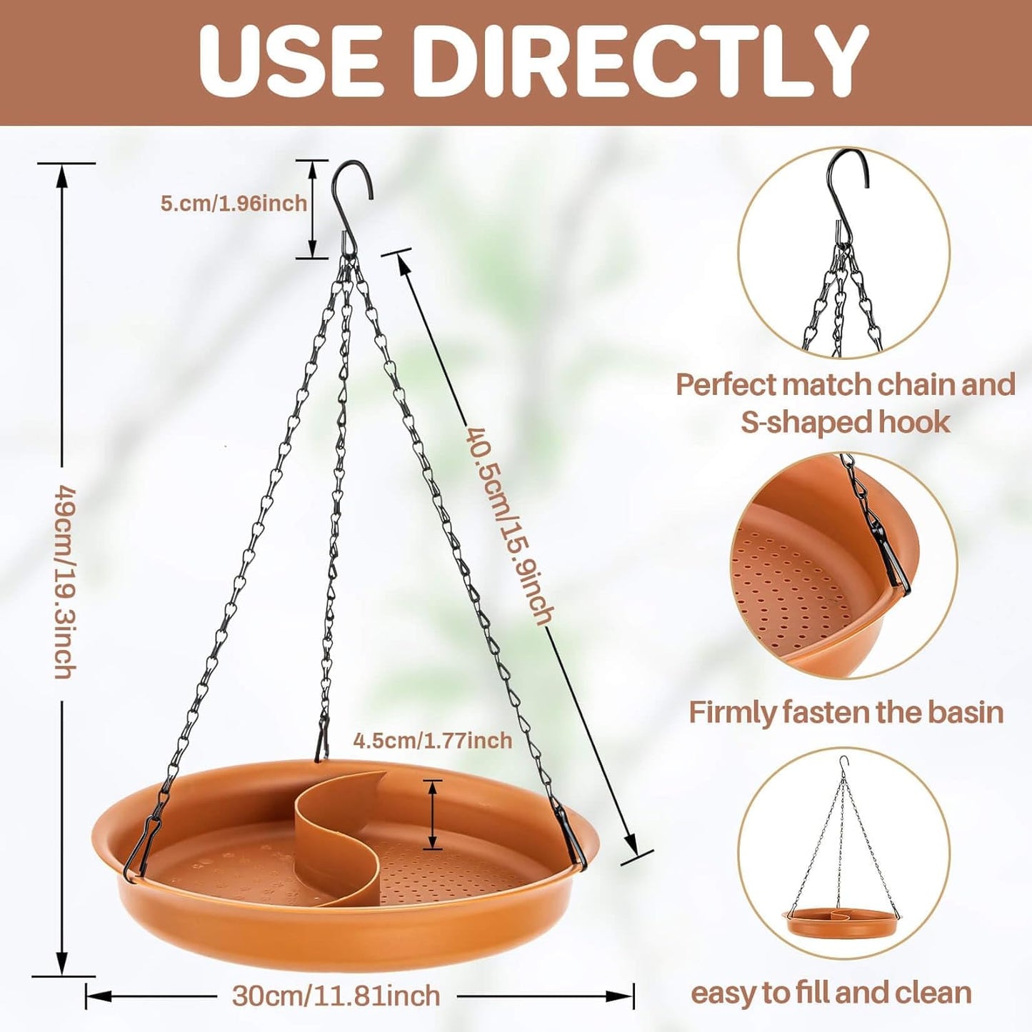 CARGEN Hanging Bird Bath for Outdoors - Hanging Bird-Feeder BirdBath B