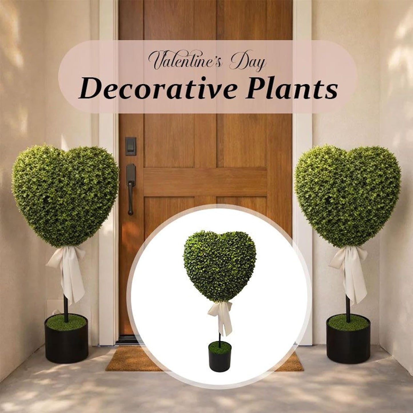 Boxwood Topiary Heart, Valentines Faux Planter, Small Green Potted Pla
