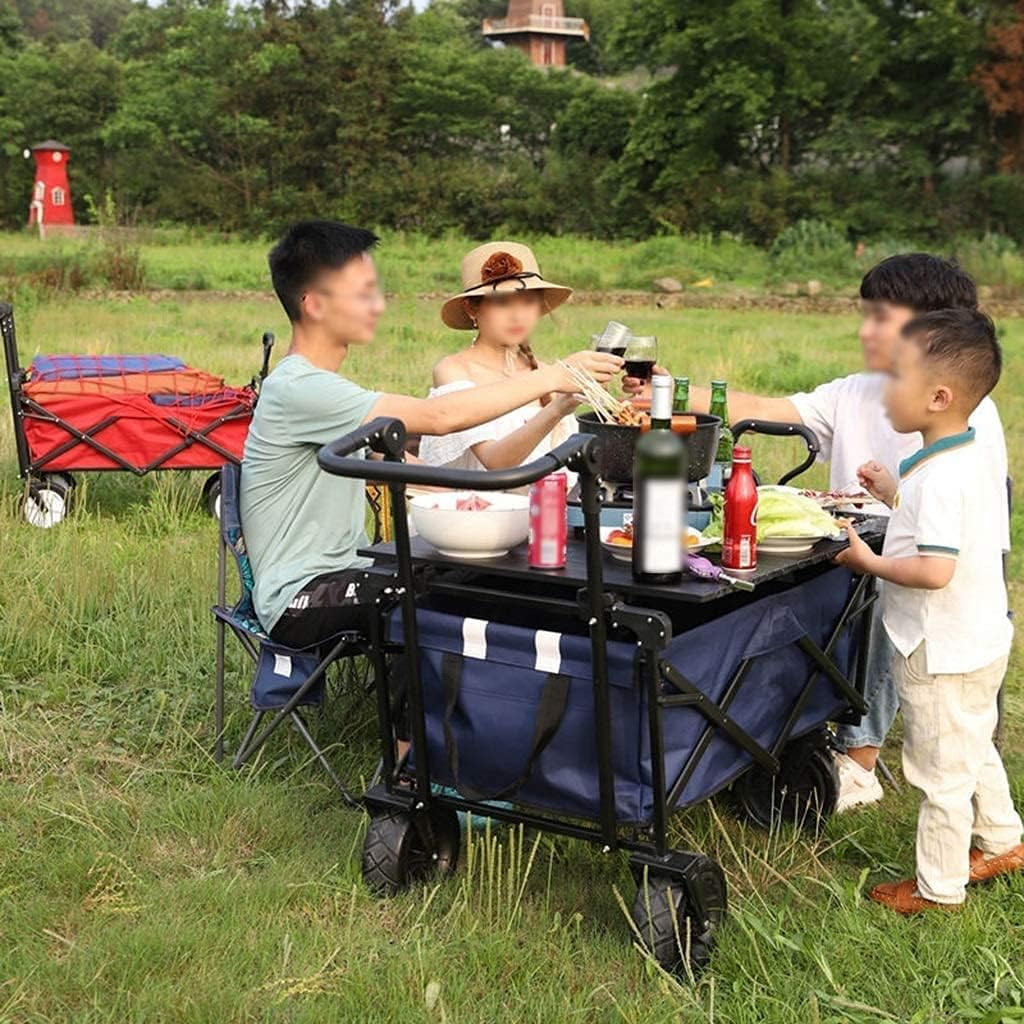 Portable Camping Cart,Outdoor Folding Utility Wagon Offroad Folding Trolley Garden Transport Handcart for All Surfaces Load-Bearing 85kg/187lbs