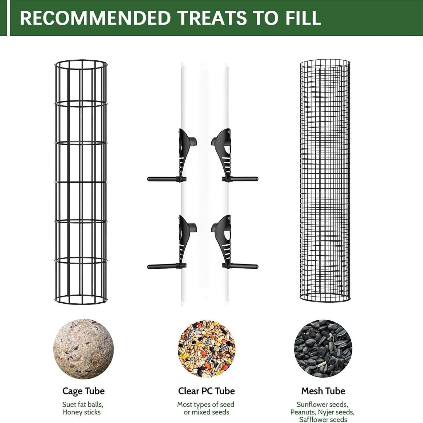 Triple Tube Bird Feeder, 33x24.5x12.6cm Weatherproof Aluminum Alloy Bird Station for Wild Birds, Blue Jays, Finches, Squirrel Proof Feeding