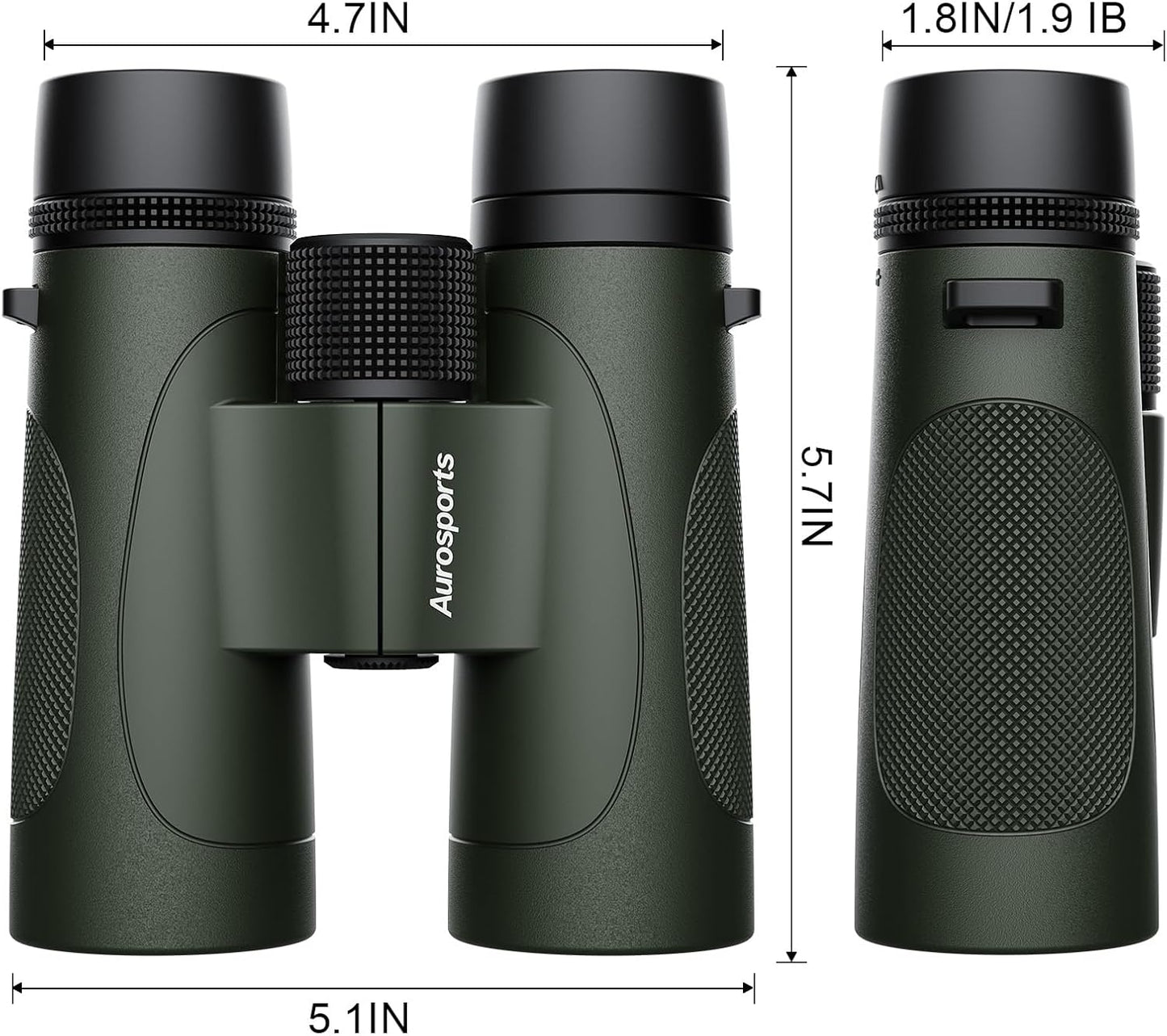 12x42 Binoculars for Adults High Powered: Waterproof HD Bird Binoculars - Large View Easy Focus with Clear Low Light Vision for Hunting Hiking Bird Watching Travel Cruise Green