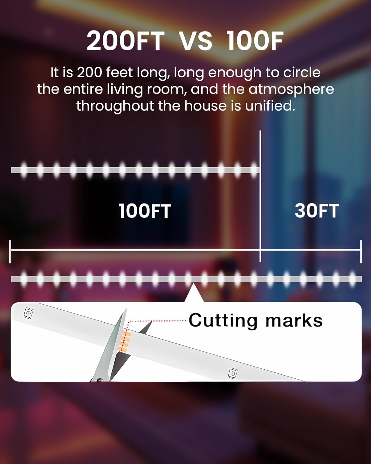 VOLIVO LED Strip Lights for Bedroom 200ft, Smart Bluetooth RGB Light S