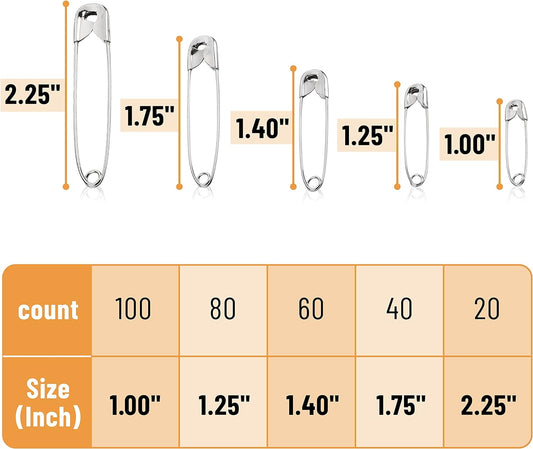 Mr. Pen 300 Pack Safety Pins, Assorted 5 Different Sized, Nickel Plated Steel, Rust Resistant, Small & Large Sizes, Bulk, for Clothes, Crafts, Pinning, Sewing, Art