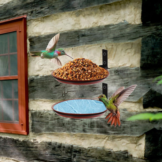 Milisten Multi-Function Double Layer Bird Feeder for Hummingbirds Wall Mounted Bird Feeding Station for Outdoor Gardens Patios and Balconies Durable and Easy to Use Feeding Dish Capacity